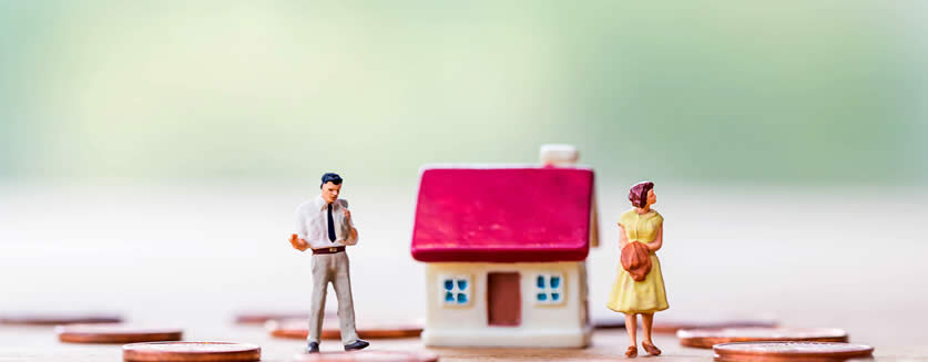 image of home and a divorce between a husband and wife. This relates to real estate appraisal and court issues